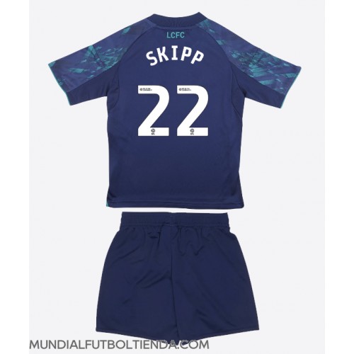 Camiseta Leicester City Oliver Skipp #22 Segunda Equipación Replica 2025-26 para niños mangas cortas (+ Pantalones cortos)